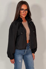 womens funnel neck jacket black windbreaker styledup uk