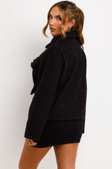 womens boucle jacket with gold buttons