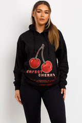 womens oversized hoodie with cherry graphic