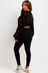 crop knitted jumper with cherry detail