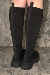 womens knee high sock boots black