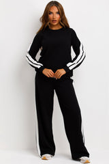 womens loungewear set with side stripe casual outfit co ord