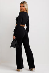 womens straight leg trousers and corset top co ord set going out outfit