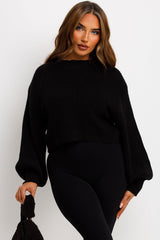 oversized knitted jumper cropped