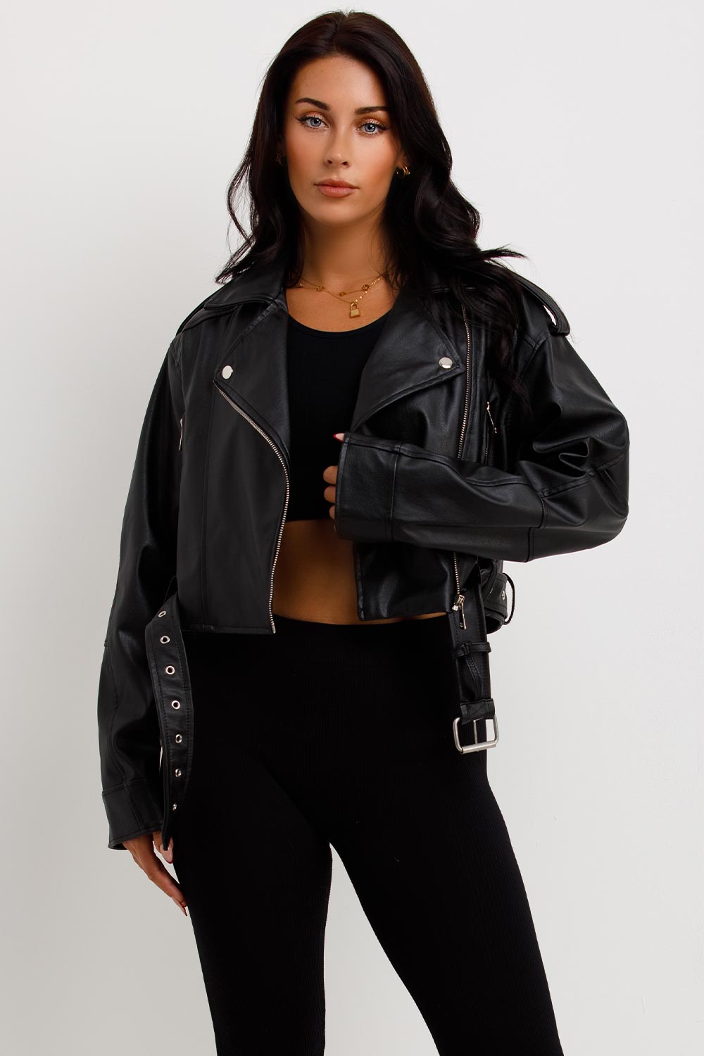 womens faux leather black jacket zara uk