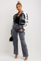 la faux leather crop bomber jacket