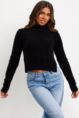 side cut fluffy jumper cropped styledup