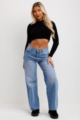 womens crop jumper with long sleeves