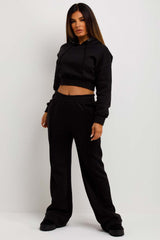 womens straight leg joggers and crop hoodie tracksuit set