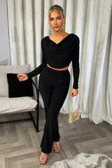 valentine outfit long sleeve drape top and trousers set
