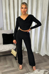 drape top and trousers set going out outfit