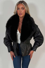zara womens faux leather faux fur jacket uk sale