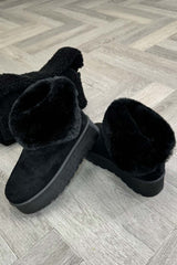 ugg platform boots with fur trim and lining