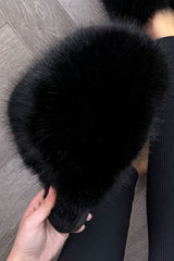 faux fur fluffy slippers styled up