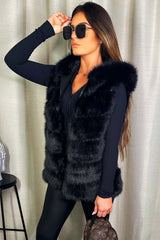 womens faux fur hooded gilet