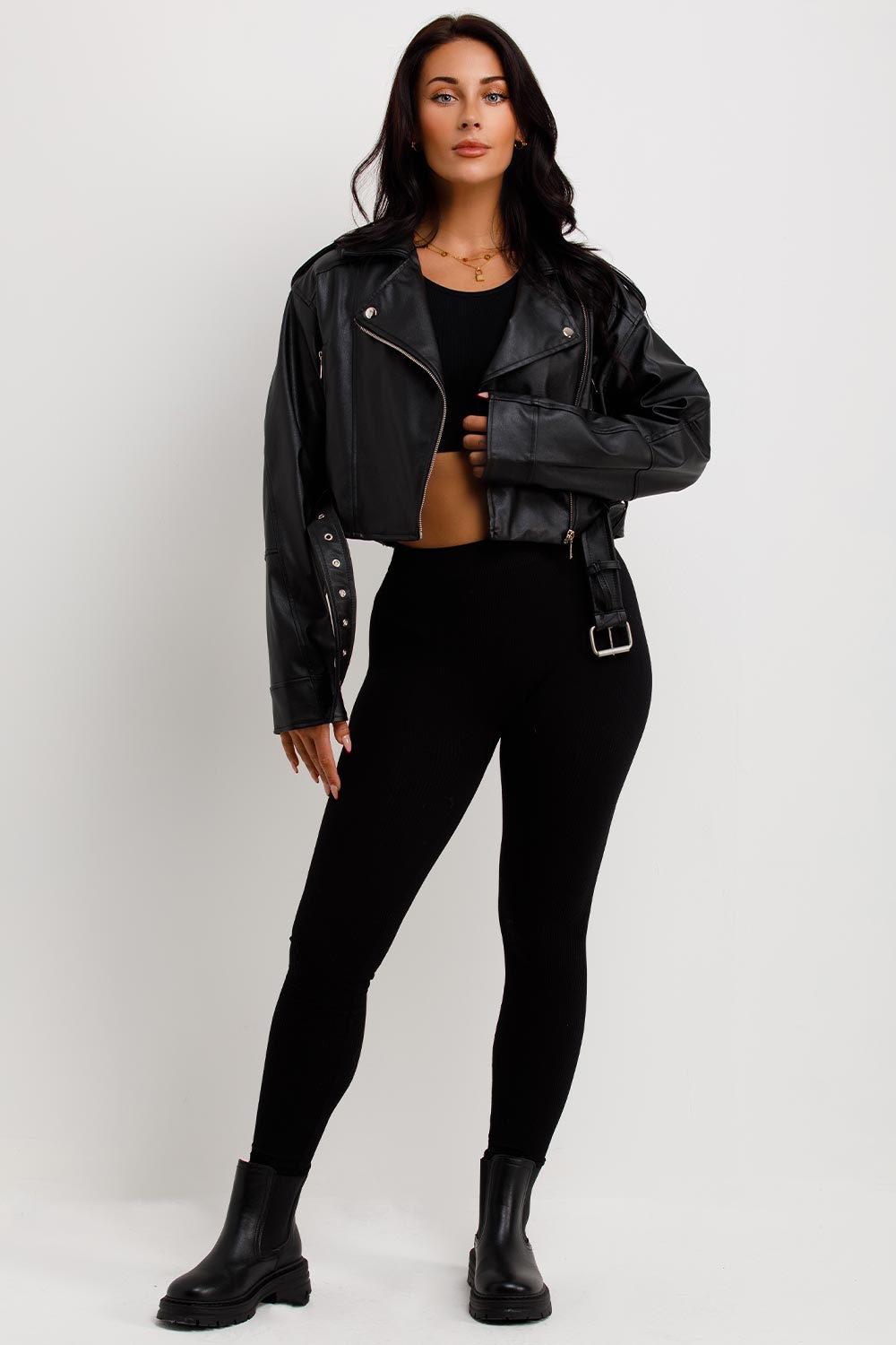 womens zara black faux leather jacket sale uk