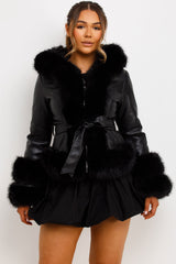 black short fur coat styledup womens