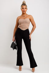 womens high waisted black flared trousers