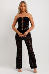 lace jumpsuit with skinny flared legs