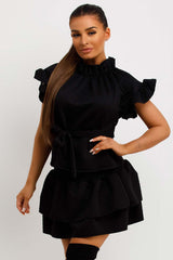 christmas party going out outfit frilly rara skirt and top set