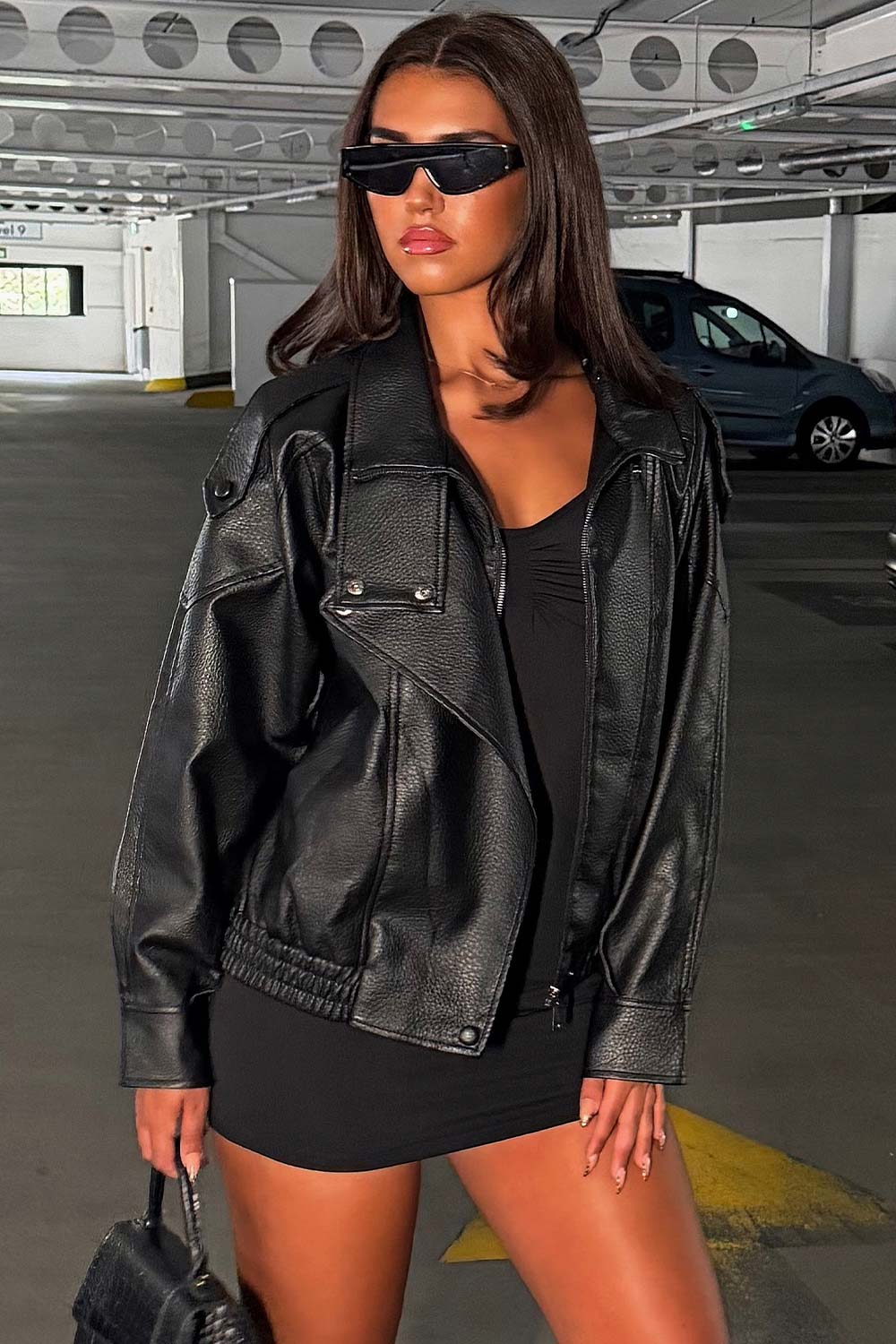 zara womens winter faux leather jacket with stand up collar relaxed fit trendy outerwear styledup uk