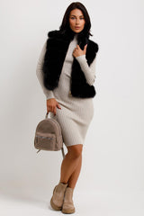 womens faux fur panel gilet 