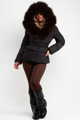 faux fur hood padded puffer winter jacket for womens zara uk styledup
