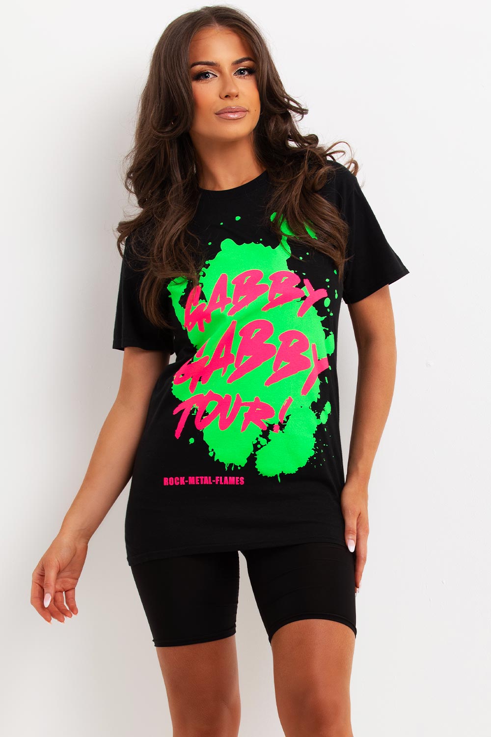 gabby gabby slogan neon graphic t shirt