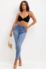 gold chain straps twisted front festival crop top