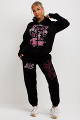 womens zip hoodie and joggers tracksuit set