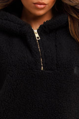 half zip teddy bear sweatshirt hoodie womens