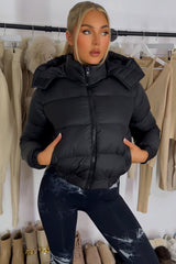 womens black puffer jacket