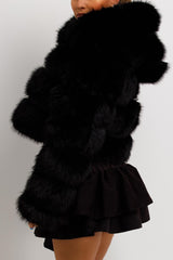 crop faux fur bubble coat with hood