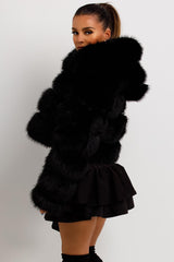 faux fur coat with hood cropped