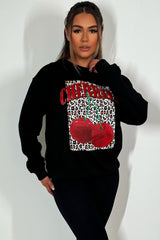 womens leopard cherry print jumper sweatshirt styledup