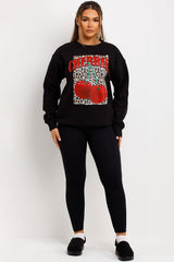 cherries leopard print sweatshirt womens