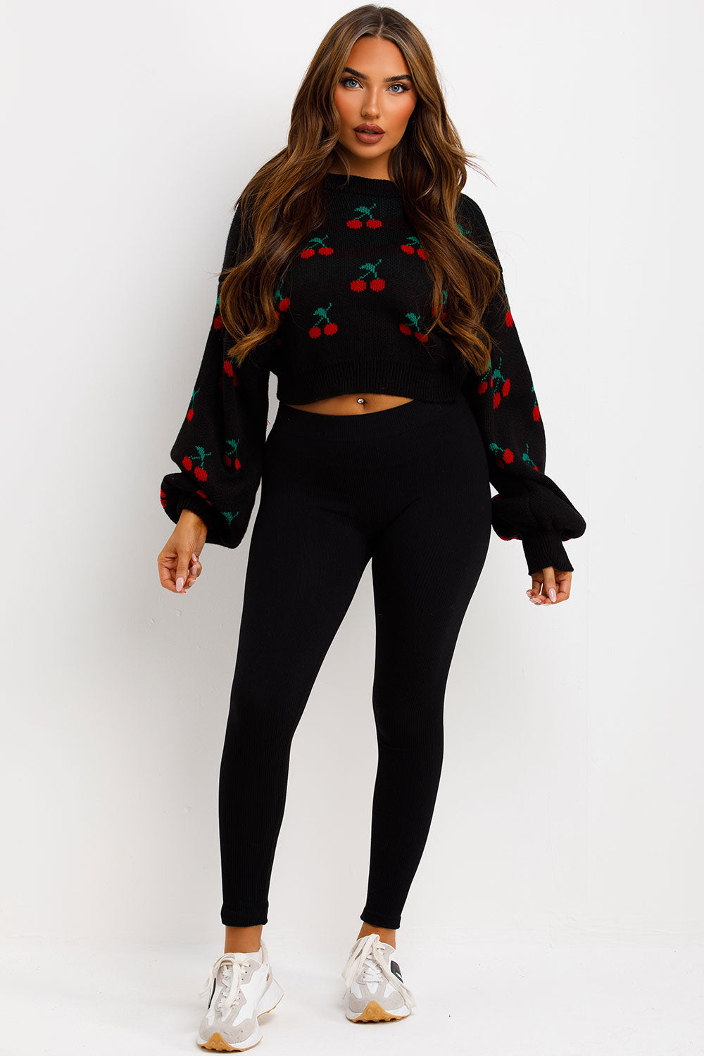 knitted jumper with cherry detail