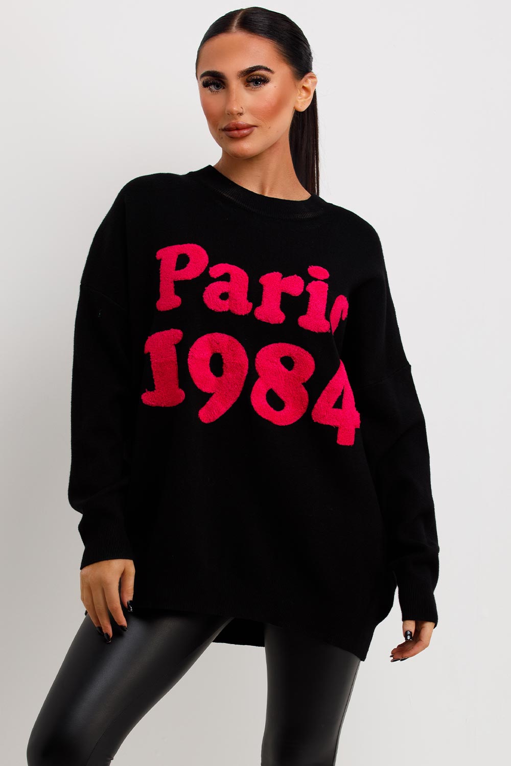 womens paris 1984 towelling knitted jumper