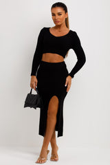 knitted jumper and skirt co ord set