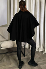 black poncho cape with bow women's