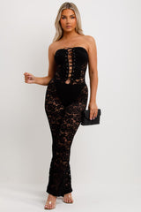 black lace jumpsuit festival going out outfit