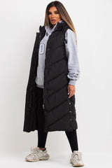 long padded puffer hooded gilet womens uk