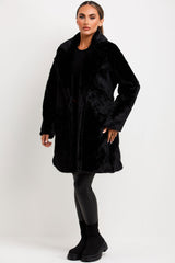 womens fur coat with collar and belt sale