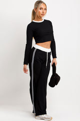 side stripe ribbed tracksuit womens loungewear co ord set