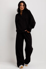 straight leg joggers and half zip sweatshirt loungewear co ord set