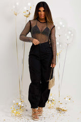 rhinestone bodysuit top going out christmas party outfit