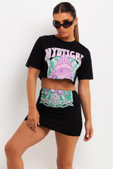 mystical graphic crop t shirt and bodycon skirt co ord set
