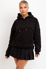 womens cross applique hoodie styledup