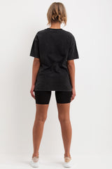 black oversized t shirt with off white label