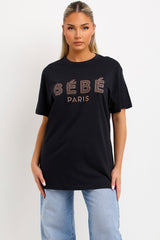 black t shirt with bebe paris slogan